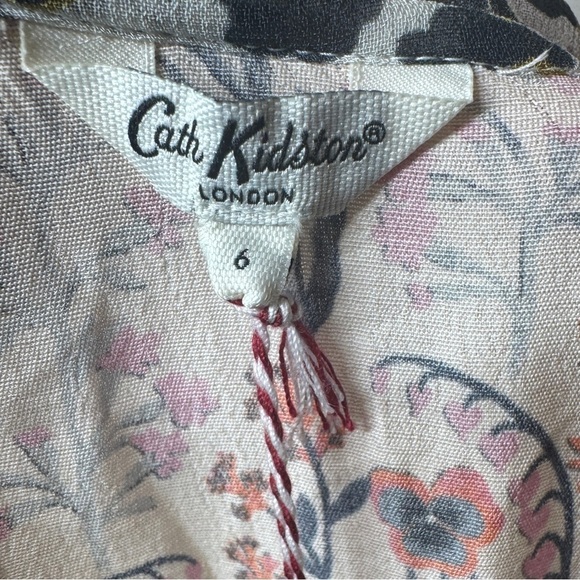 NWT Cath Kidston Frill Paper Pansies Floral Leopard Contrast Midi Dress 6 US 2 - Picture 13 of 16